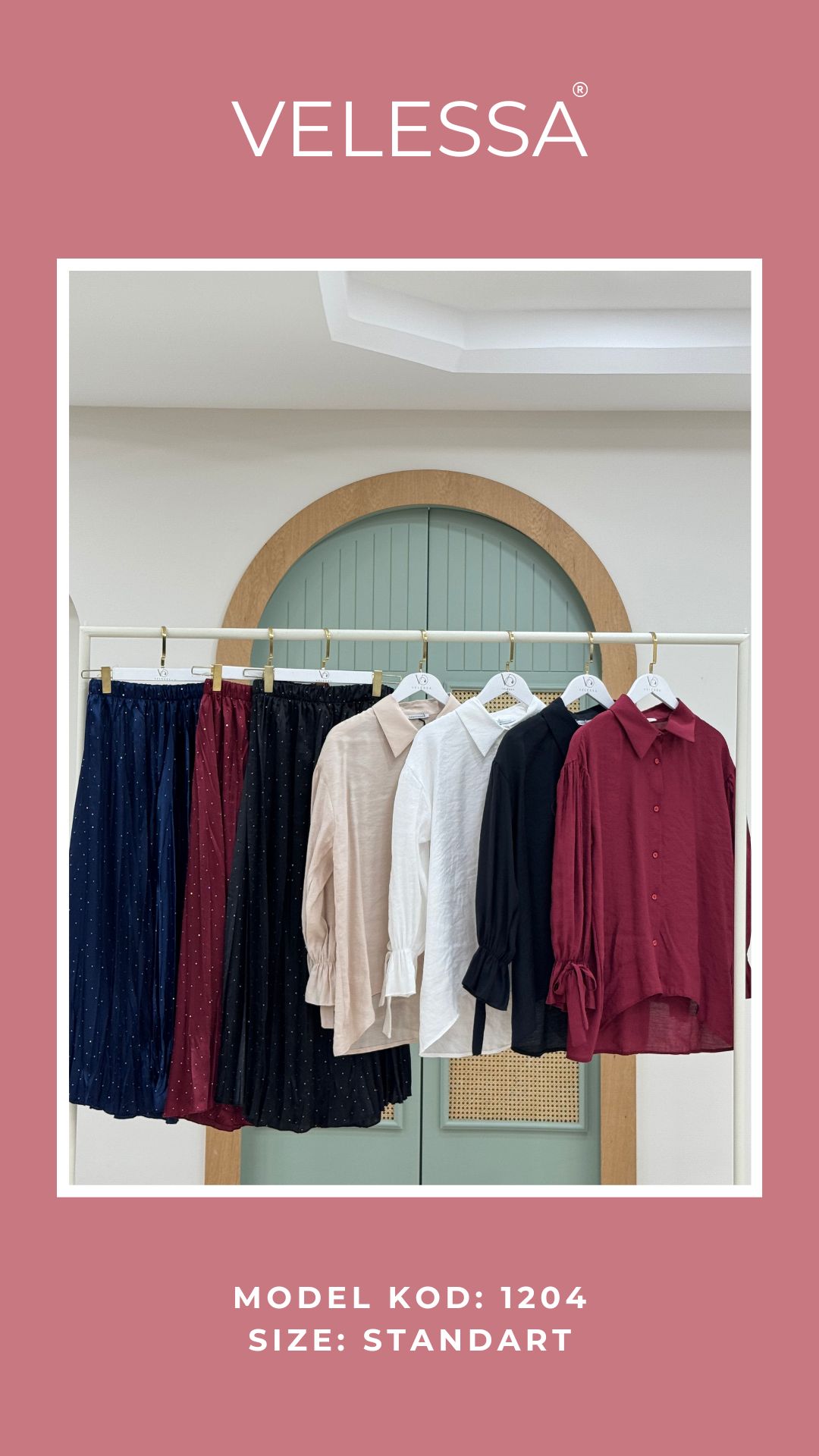 Tie Sleeve Blouse & Skirt